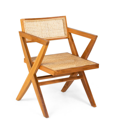 Krzesło drewniane Bengkulu naturalne rattanowe boho plecionka wiedeńska
