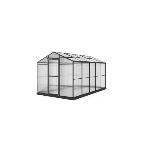 Growee / Szklarnia aluminiowa z fundamentem 195x317 cm, pięciosekcyjna, poliwęglanowa, czarna