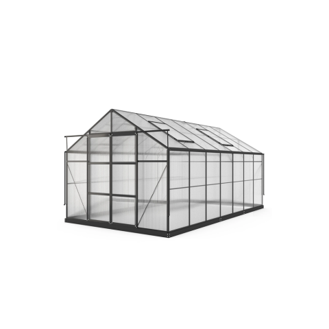 Growee / Szklarnia aluminiowa z fundamentem 250x433 cm, siedmiosekcyjna, poliwęglanowa, czarna